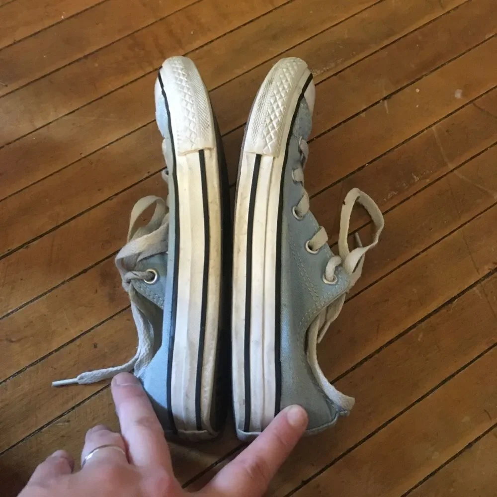 Baby blue Converse low top boat shoes